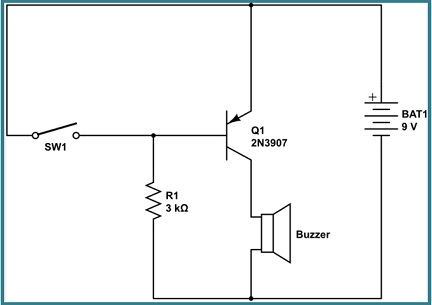 contoh rangkaian transistor PNP sebagai saklar