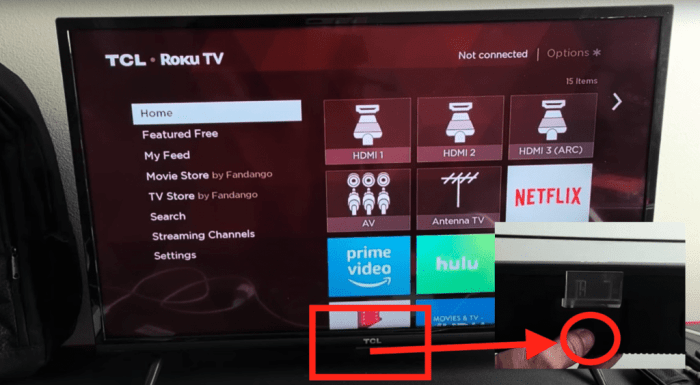 Westinghouse roku hdmi inputs Letak tombol manual TV LED TCL