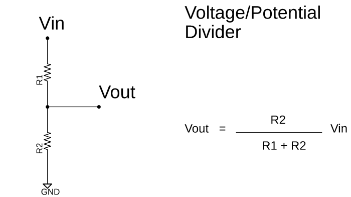 Voltage divider circuit basic examples output pi example ground source setup Rangkaian pembagi tegangan